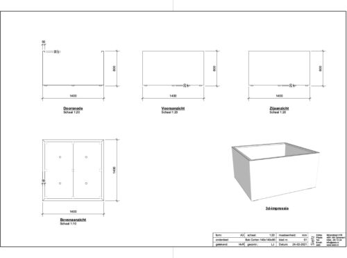 Ann 140x140x80 Cortenstaal - Afbeelding 2